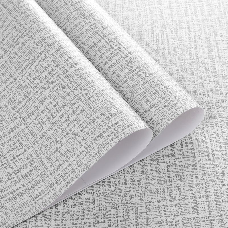 lenify Grey Wallpaper Grasscloth Peel and Stick Wallpaper 17.7inchx196.8inch Textured Peel and Stick Grasscloth Removable Grey Contact Paper for Cabinets Self Adhesive Removable Wall Paper Vinyl - Image 5